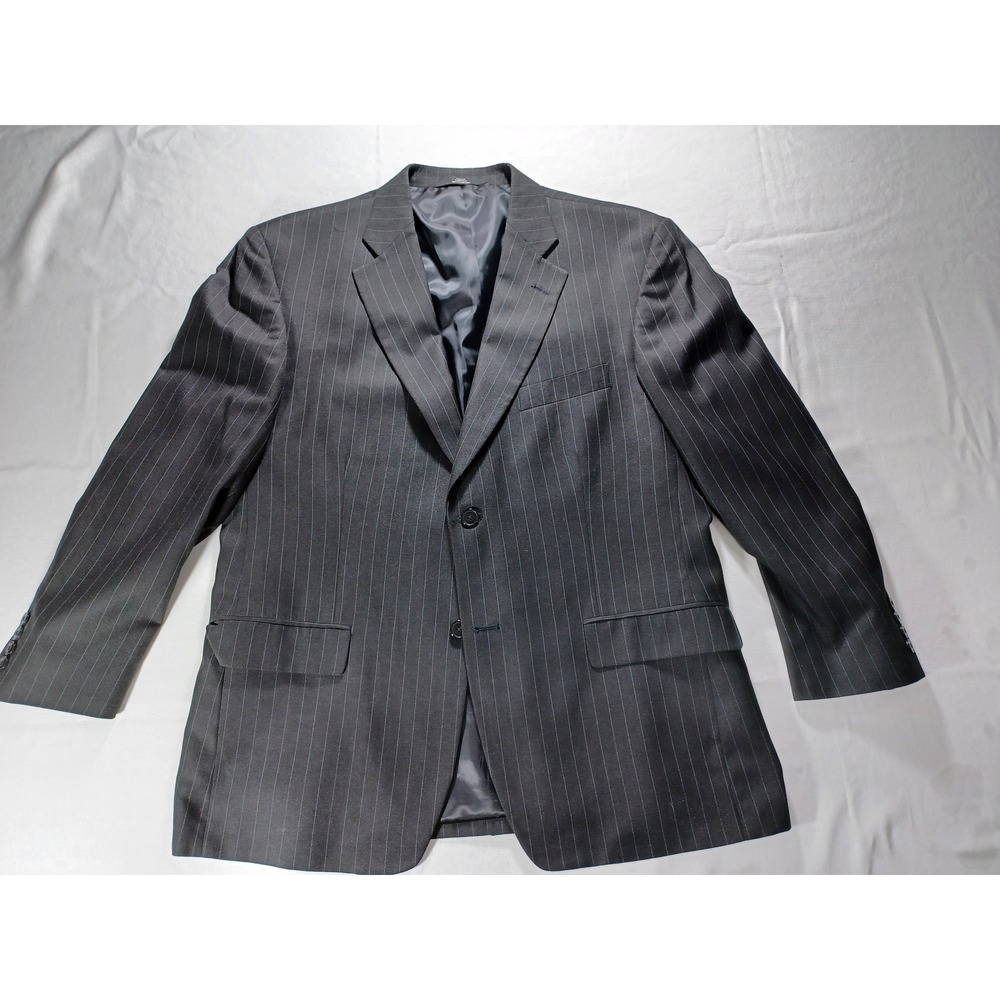 Men's Haggar Gray Pinstripe‎ Suit Blazer Jacket 44S Business Formal